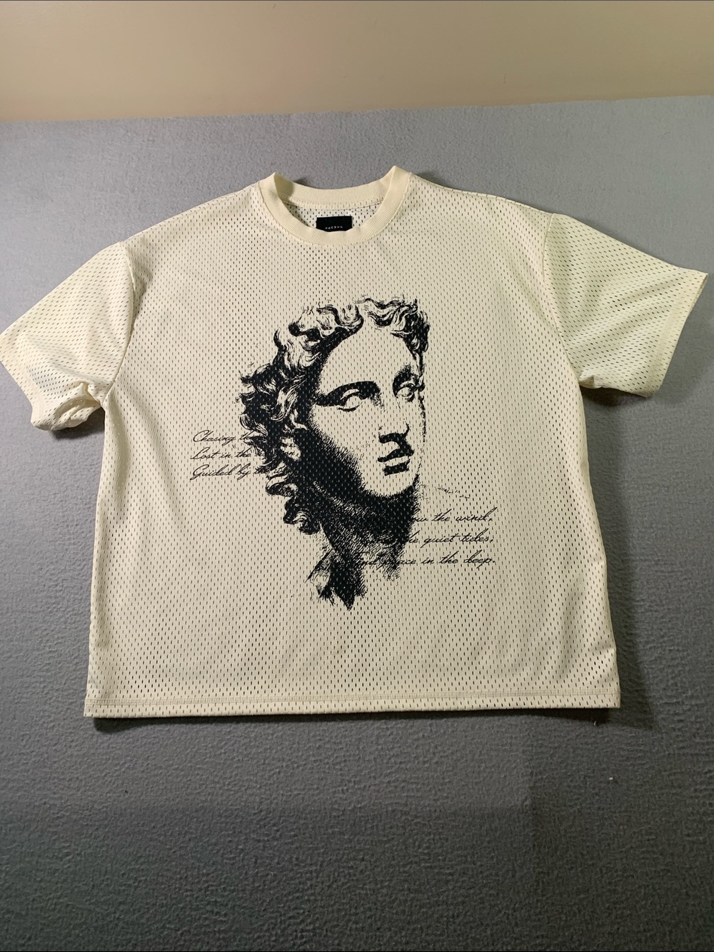 PacSun Cream Mesh Tee with Black Classical Bust Graphic